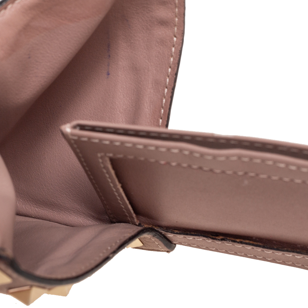 VALENTINO Dusty Pink Leather Rockstud Card Holder - Picture 2 of 9